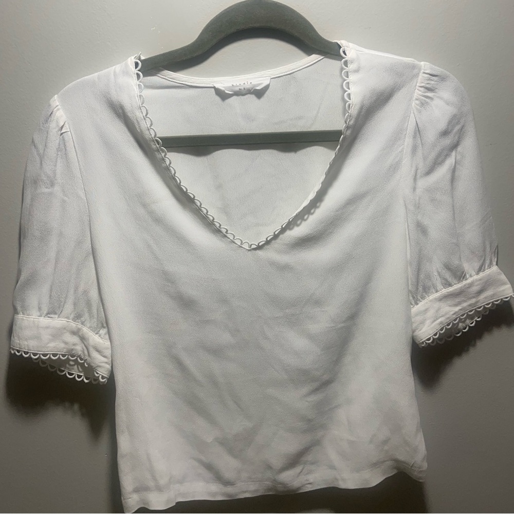 white elodie short sleeve top • size S